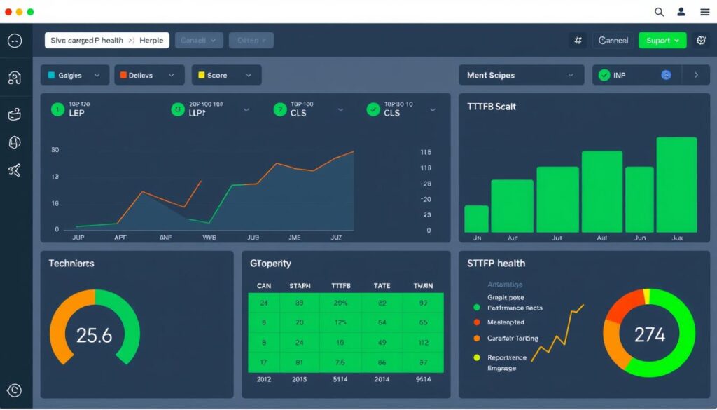 Core Web Vitals dashboard showing key metrics for SEO trends 2025