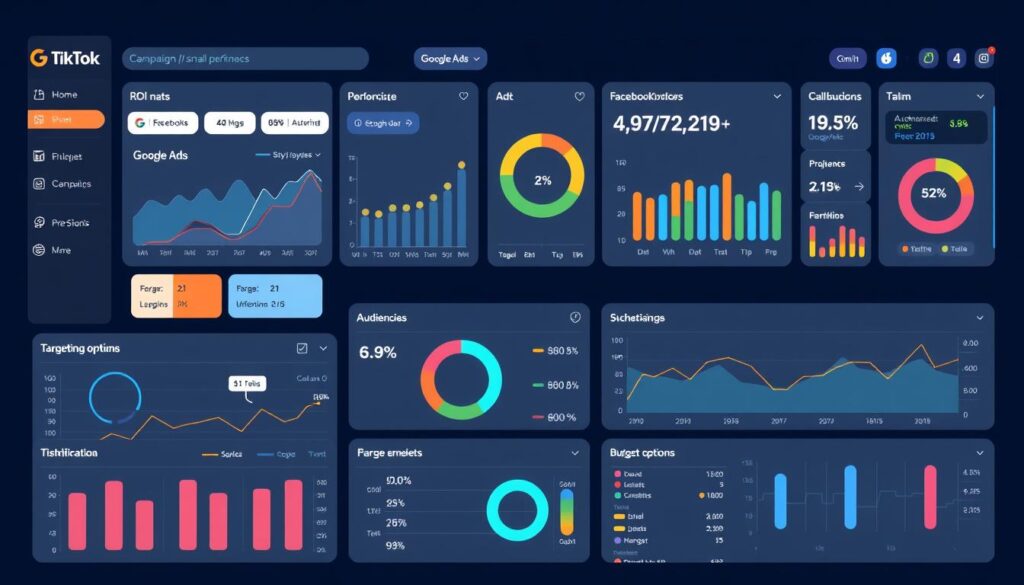 Digital advertising dashboard showing ROI metrics for small business campaigns Digital advertising dashboard showing ROI metrics for small business campaigns