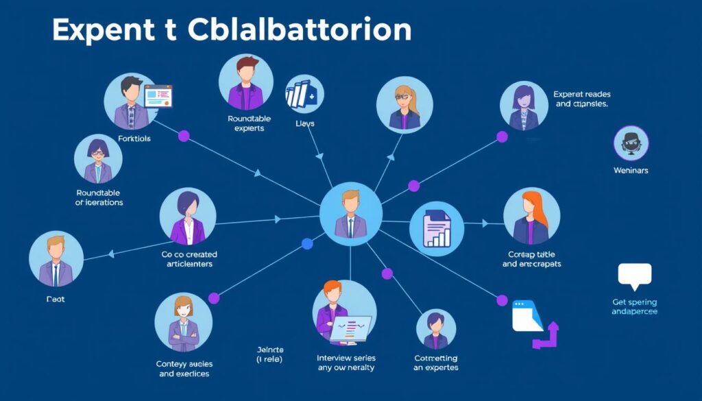 Expert collaboration network showing connected industry experts creating content together