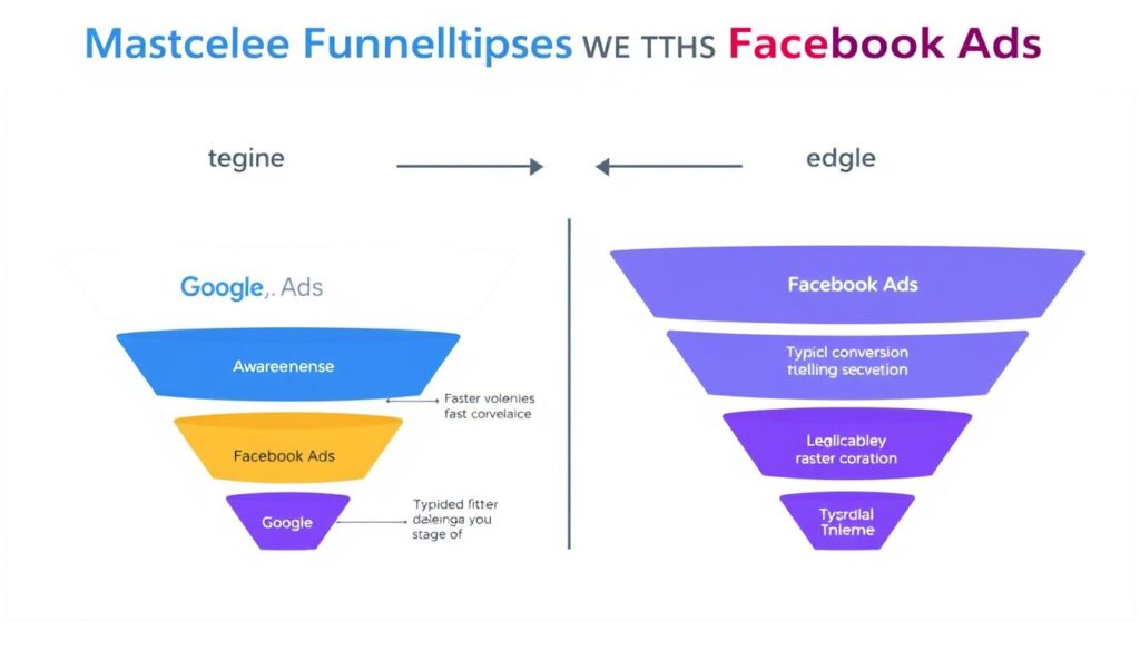 Funnel visualization showing conversion timeline differences between Google Ads and Facebook Ads Funnel visualization showing conversion timeline differences between Google Ads and Facebook Ads