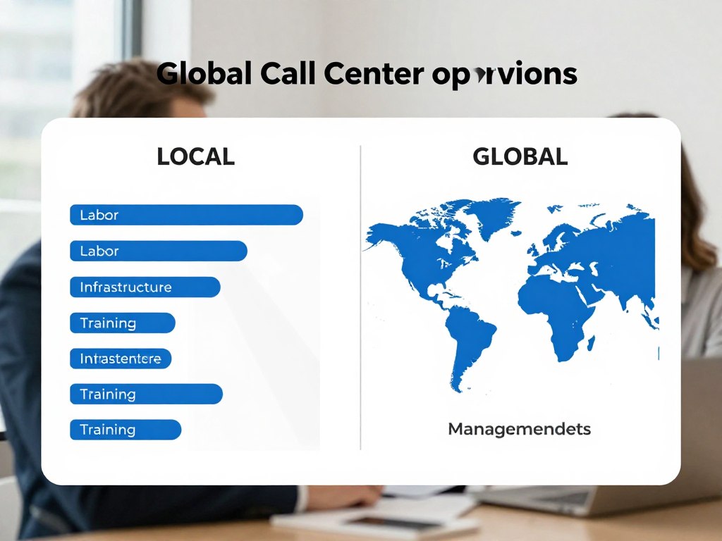 Financial comparison chart showing cost differences between local and global call center services
